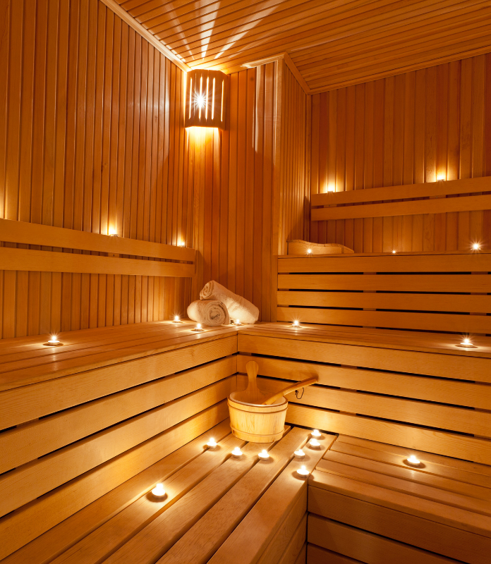 Türkiye genelinde sauna yapımı – ahşap kaplama modern sauna iç mekan